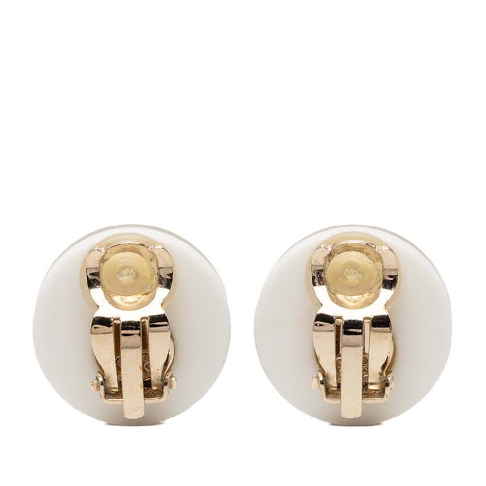 CHANEL Authentic White Logo Earrings - Picture 2 of 3